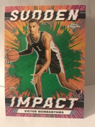 2024 Topps Chrome Victor Wembenyama Sudden Impact Green Refractor Spurs - Picture 3 of 4