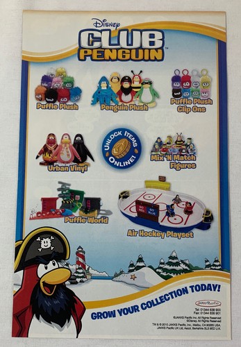 2011 video game ad page ~ Walt Disney CLUB PENGUIN plush+playsets