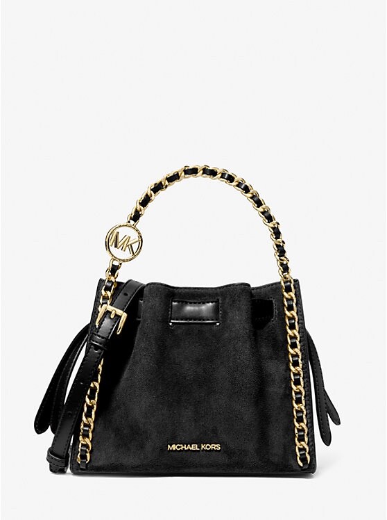 Michael Kors Mina Small Suede Logo Chain Crossbody Mini