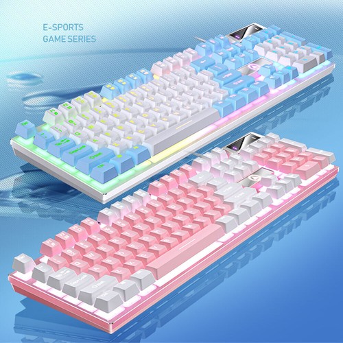 104 Keys Gaming Keyboard Wired Keyboard LED Color Matching Backlit UK - Picture 2 of 14