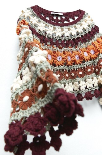 NWT ZARA KNIT FLOWER CROCHET MULTI COLOR BLOGGERS RUNWAY FAVORITE SWEATER TOP - Picture 6 of 11