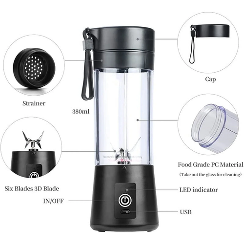 Battery Powered Blender, Black - Picture 6 of 12