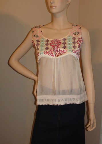 New Odd Molly Somine 100% Silk Lite Chalk Blouse Top 1, 2, 3, 4 (small - X-lg) - Picture 6 of 7