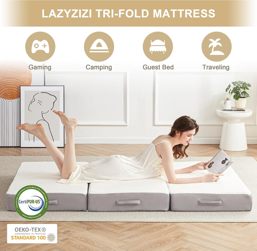 Folding Mattress, 6 Inch Memory Foam Tri-Fold Mattress with Breathable & Washabl - Picture 7 of 7