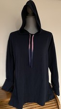 J Jill Fit Women s Navy Blue Hooded Pullover Lightweight Sweatshirt Size Small