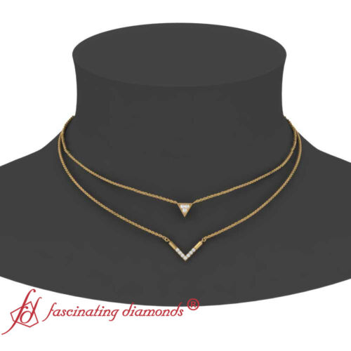 1/6 Ctw Round Cut Lab Created Diamond Stacking Necklace Pendant 14K Gold - Picture 20 of 23
