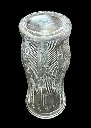 Vintage E O Brody Clear Glass Feather And Dart Pattern Vase 8.5” Tall Excellent - Picture 5 of 6