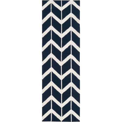 Surya Fallon Zig Zag Federal Blue Hand Woven Wool Rug 2'6" x 8' - Picture 2 of 2