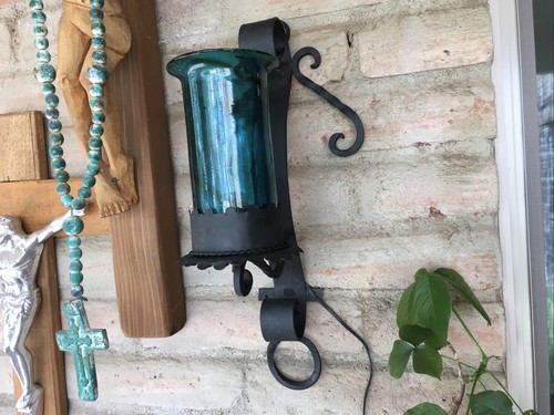 Antique Spanish Wrought Iron Wall Torch Sconce Castle Two Available. - Picture 7 of 17