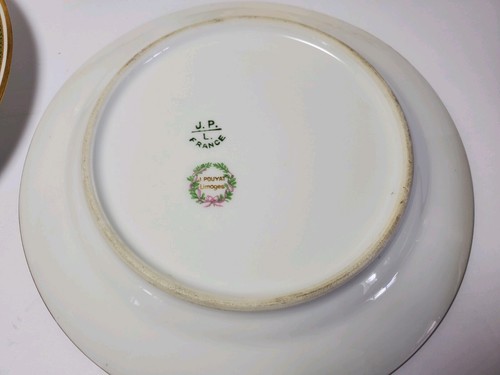 Antiker JPL Pouyat Limoges Frankreich Brot Dessert Teller Gold Schnörkelarbeit - 4er Set - Bild 6 von 9