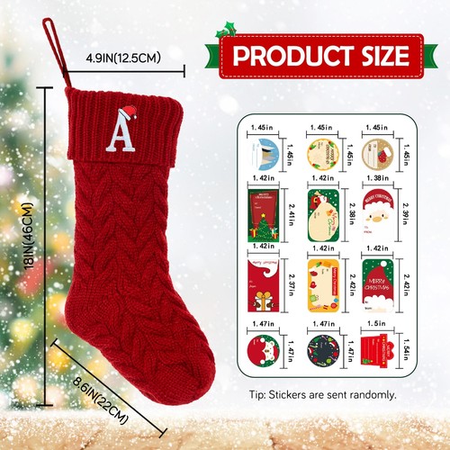 ZGCYSMHT Christmas Stockings Personalized Custom Initials 18 Inches Knitted C... - Picture 2 of 6