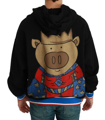 DOLCE & GABBANA Hooded Black Sweater Pig of the Year IT44 / US34