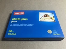 NEW Staples Photo Plus 4 X 6 Glossy Printer Paper 60 Sheets 64 Lbs. Item #648177