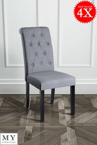 Set Of 4 Genoa High Quality Upholstered Scroll Back Dining Chairs Image Is Loading Set Of 4 Genoa High Quality Upholstered Scroll