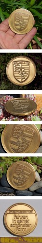 VINTAGE AUTOMOBILE CAR BADGE # PORSCHE DRIVING AT ITS MOST BEAUTIFUL FORM - Picture 2 of 2