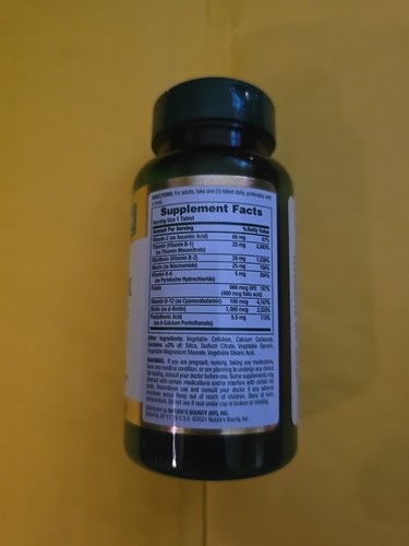 Nature's Bounty Super B-Complex Folic Acid Vitamin C 150 Tablets - Exp 07/2027 - Picture 2 of 2