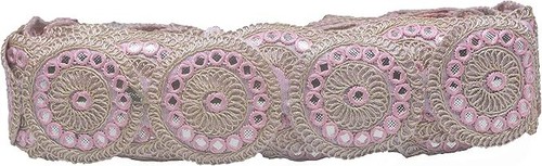 Round Mirror Net Flower Designed with Zari Lace For Decoration & Crafts 8.5Mtr - Picture 13 of 20