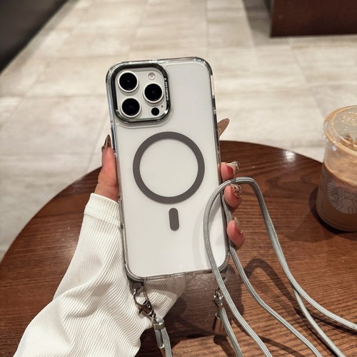 Magnetic Clear Case For iPhone 16e 16 Pro Max Crossbody Cover With Lanyard Strap - Bild 18 von 18