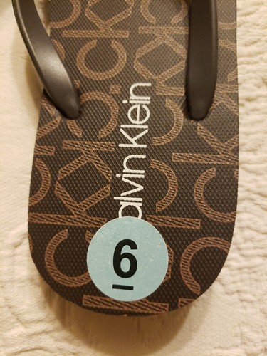 Calvin Klein CK Sarmine Brown Logo Flip Flop Sandals Size 6 Thongs. New. - Picture 5 of 10
