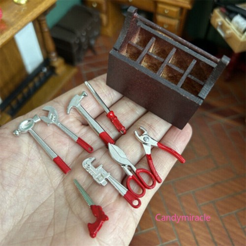 1SET Stück Maßstab 1:12 Puppenhaus Miniatur Werkzeugkasten Reparatur Zubehör - Picture 4 of 16
