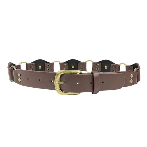 Women Bronze Buckle Rivet Faux Leather Punk Belt Loop Chain Jeans Waistband - Picture 6 of 20
