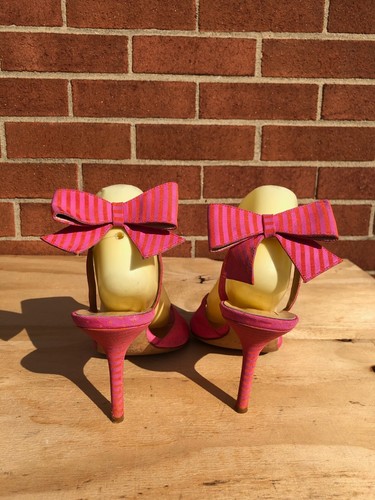 Kate Spade pink Slingback High Heel Sandals with back bow Italy US Size 10 B - Picture 6 of 12