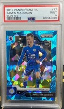 2019 Panini Prizm James Maddison Blue Cracked Ice Prizm /75 Leicester RC PSA 9
