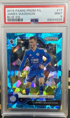 2019 Panini Prizm James Maddison Blue Cracked Ice Prizm /75 Leicester RC PSA 9 - Bild 1 von 2