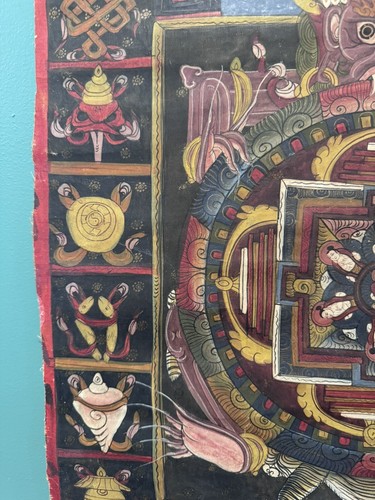 ANTIQUE TIBETAN THANGKA SCROLL PAINTING - Picture 7 of 20