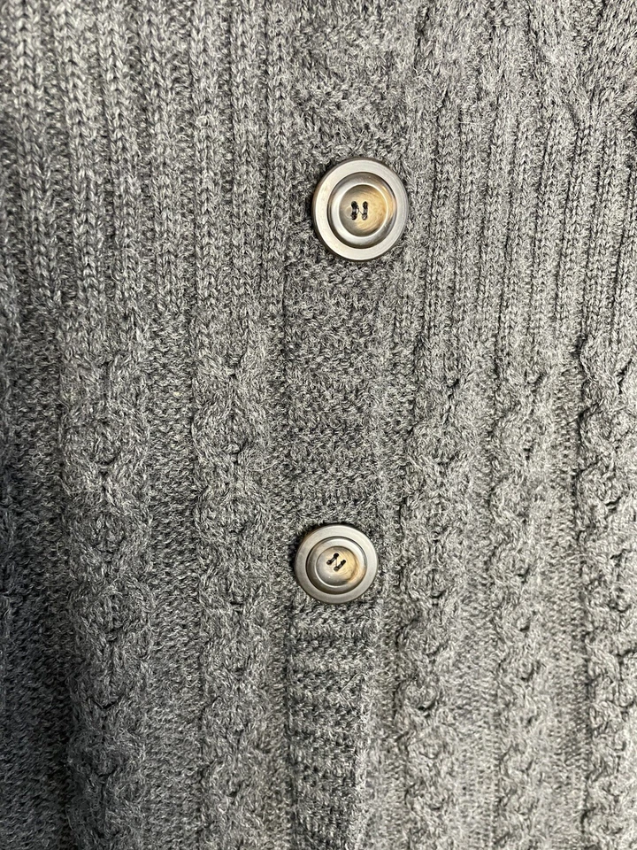 Suéter Gris Artesanía Aran Pescador Irlandés Cable Lana Merino Plumero Largo L Mujeres Foto 4 de 4