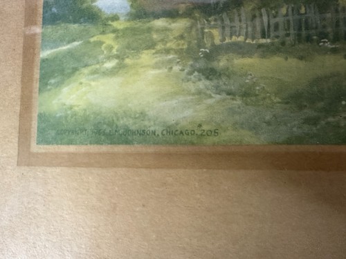 Vintage 1905 L M Johnson Homestead Farm House Druck #205 Tigerwood gerahmt - Bild 3 von 8