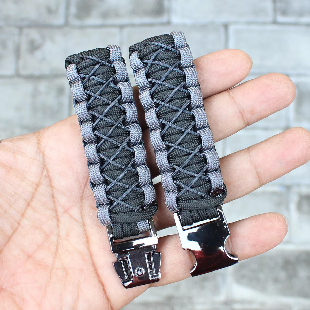 Black Grey Paracord Watch Band Strap Lug size 20mm, 22mm, 24mm