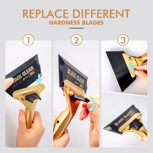 3pcs Brass Handle Scraper With Rubber Blade Squeegee Window Glass Water Wiper - Picture 13 of 20