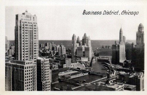 Geschäftsviertel - Chicago, Illinois - unbespielt RPPC - Bild 2 von 3
