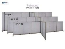 GOF T-shaped Office Partition, Workspace Divider, 60D x 180"W x (48"/60"/72"H)