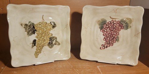 Tabletops Unlimited CABERNET Square Dinner plate set of 2, 11 1/4", Excellent - Picture 1 of 10