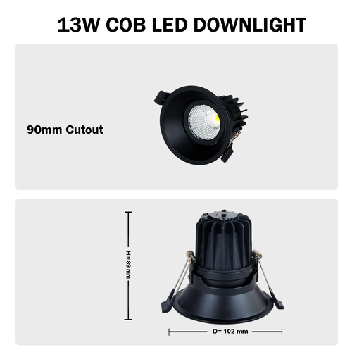 10w &13w LED Downlight&13W COB Dimmable Tri-Colour IP44 90mm Cutout downlights - Picture 10 of 48