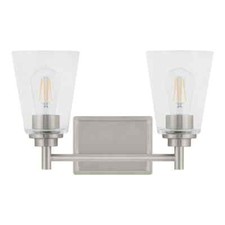 Hampton Bay 15 in. Wakefield Brushed Nickel Bathroom Vanity Light w/ Clear Glass