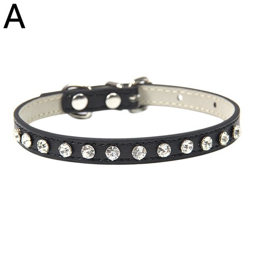Pet Dog Cat Crystal Rhinestone Bling Choker Collar PU Leather Puppy Necklace AU - Picture 11 of 27