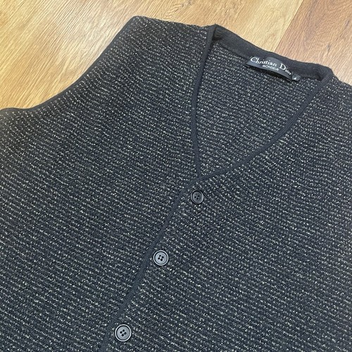 Vintage 80s 90s Christian Dior Rare Mens Knitted Waistcoat Tank Top Rare Size L - Picture 2 of 12