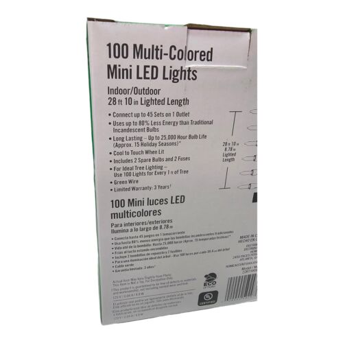 3X Home Accents 100 Multicolored Mini LED String Lights w/ Green Wire Christmas - Picture 4 of 9