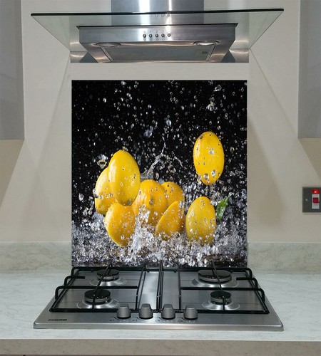 Splashback Toughened Glass Unique  Kitchen Lemons in Water Splash Any Sizes - Picture 1 of 3