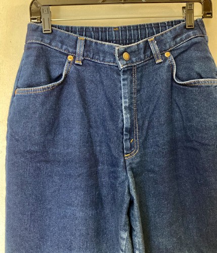 LEVI'S White Tab Prop Short Size 14 Blue Dark Wash 29" Inseam Elastic Waist Vtg - Picture 2 of 9