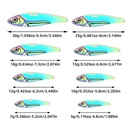 Lote de 5 señuelos de pesca de hoja de metal duros VIB Crankbait gancho lucio lubina trucha cebo - Imagen 19 de 30
