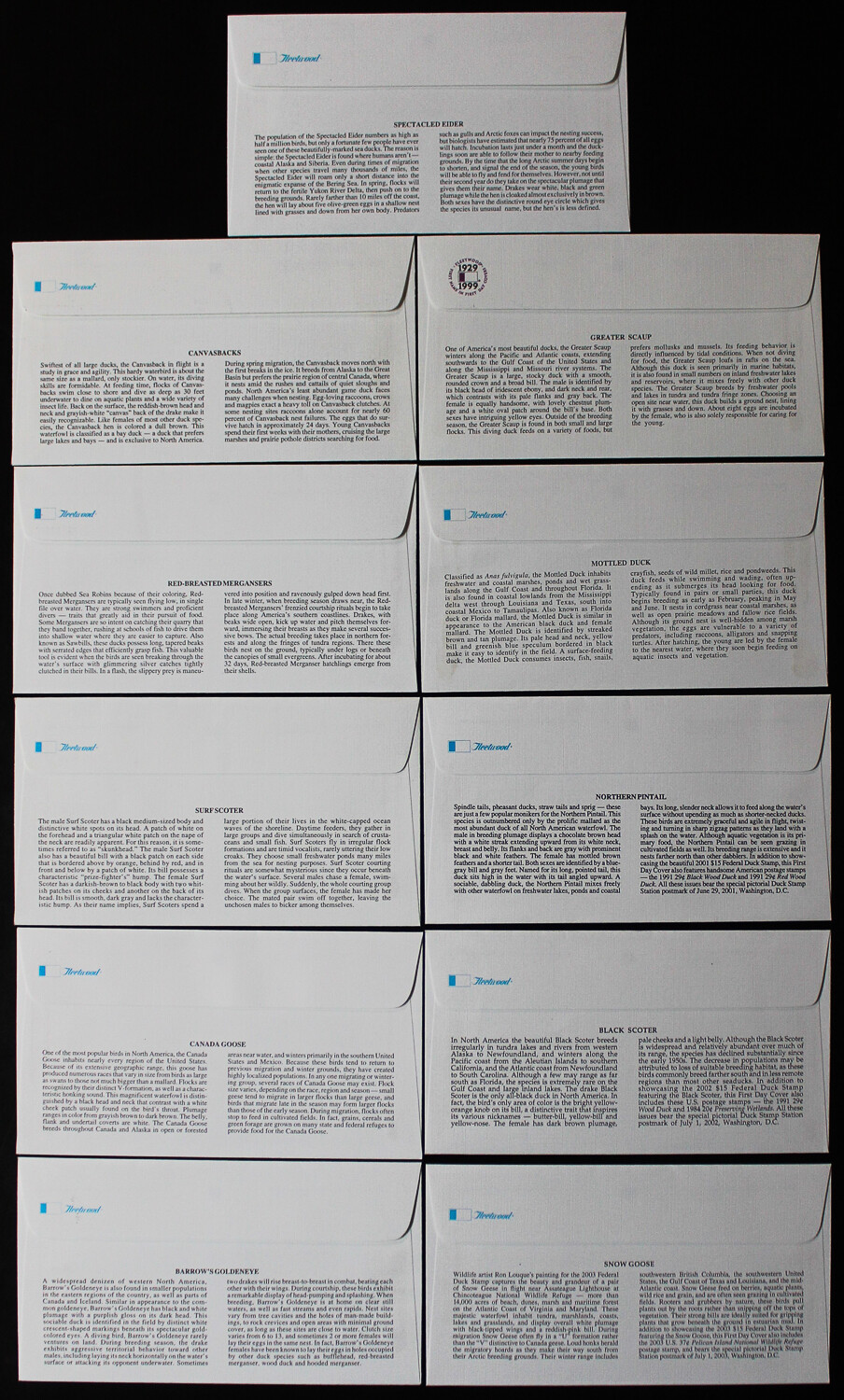 US Stamps Lot Of 11 $15 Cachet Unaddressed First Day Cover Federal Ducks FDCs - Photo 2 sur 2