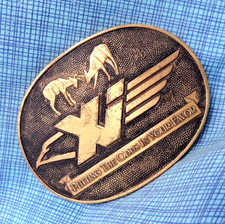 XI Compound Bows Promo Belt Buckle Bow Hunter Hunting Brass Vtg 90s IMC .QRT215