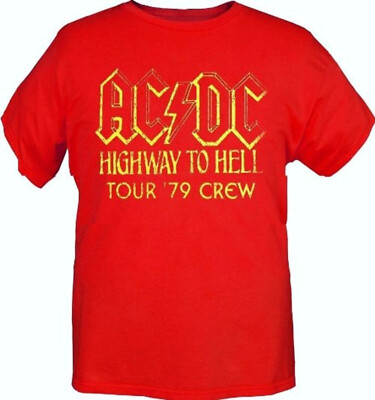 AC/DC cd lgo HIGHWAY TO HELL '78 TOUR CREW Official Red SHIRT LRG new