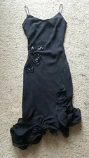 Morrell Maxie sequin black SILK Bodycon Dress Flared Bottom size S -NEW- 