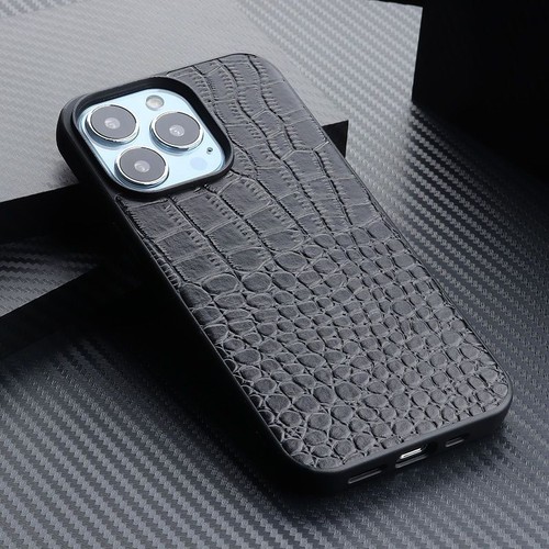 Genuine Leather Case For iPhone 14 Pro Max 13 Retro Crocodile Texture Back Cover - Picture 15 of 25