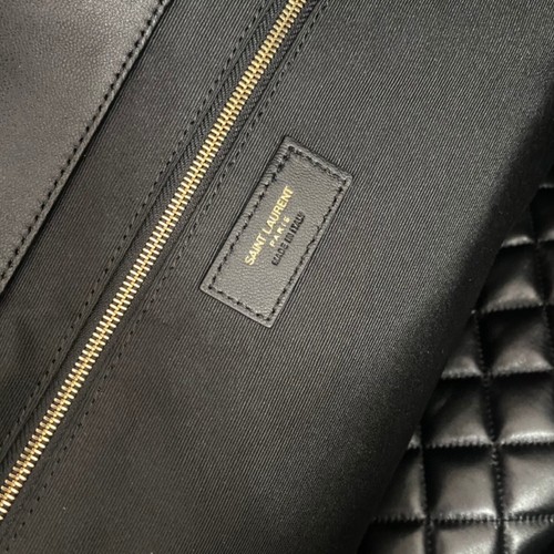 YSL Saint Laurent Black Quilted Lambskin Leather Icare Maxi Shopping Tote - Picture 7 of 9